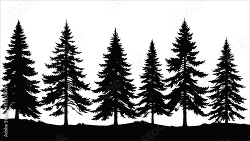 silhouette pine tree fores vector illustration. Ai generated