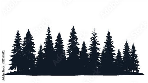 silhouette pine tree fores vector illustration. Ai generated