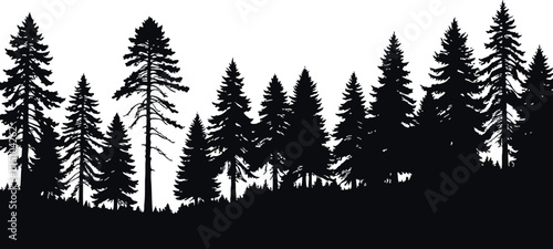 silhouette pine tree fores vector illustration. Ai generated