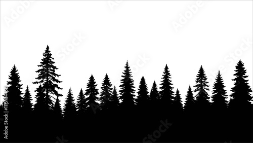 silhouette pine tree fores vector illustration. Ai generated