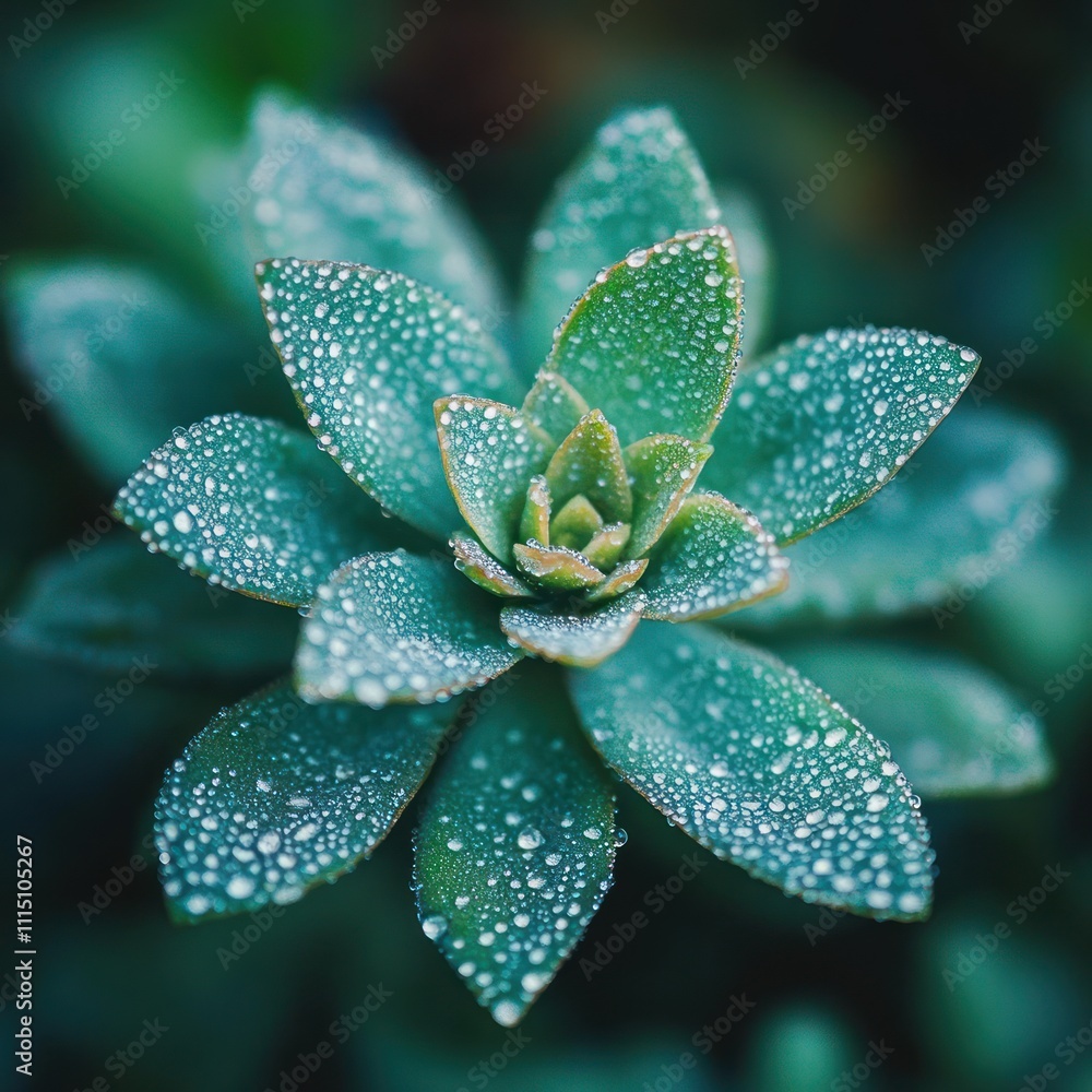 Fototapeta premium Dew-kissed Succulent: A Close-Up Macro of Nature's Jewel