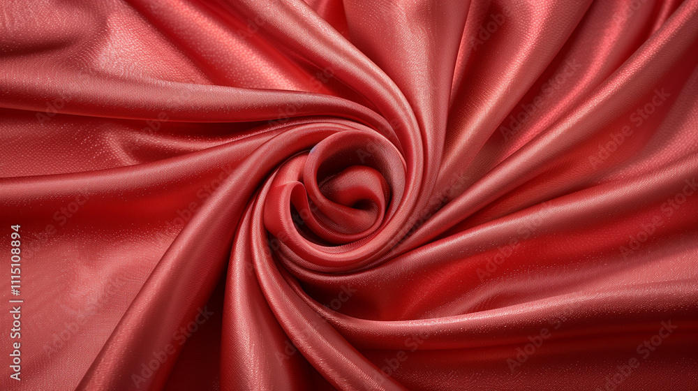 Obraz premium Swirling red silk fabric in elegant spiral pattern