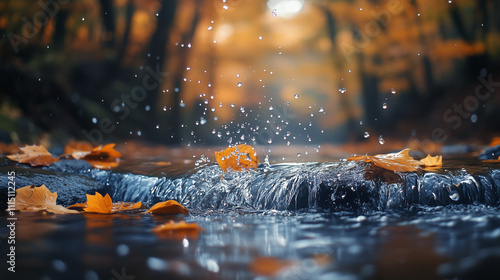 autumn leaves in water