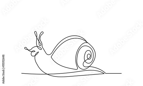 continuous line drawing of garden snail. A single-line snail crawls along the path.
Snail vector design isolated on a white background.
