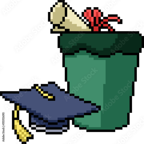 pixel art of graduate useless garbage