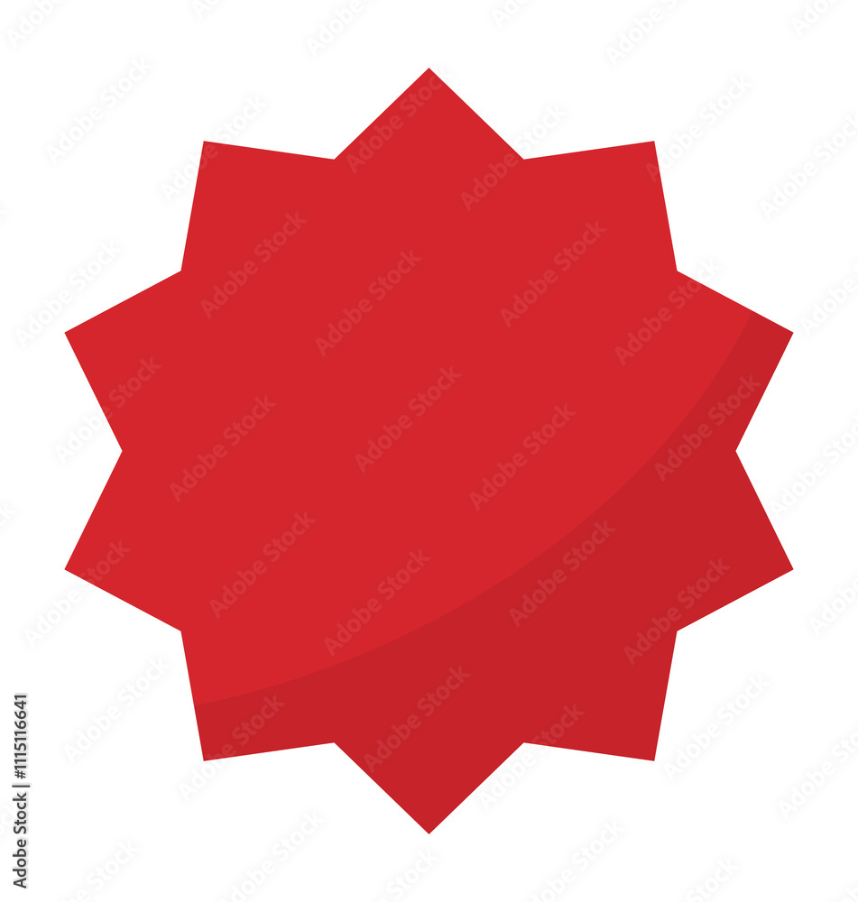 Blank Red Round Starburst Edged Label with White Borders. Flat Design Illustration. Blank Red Round Starburst Edged Label with White Borders. Flat Design Illustration.
