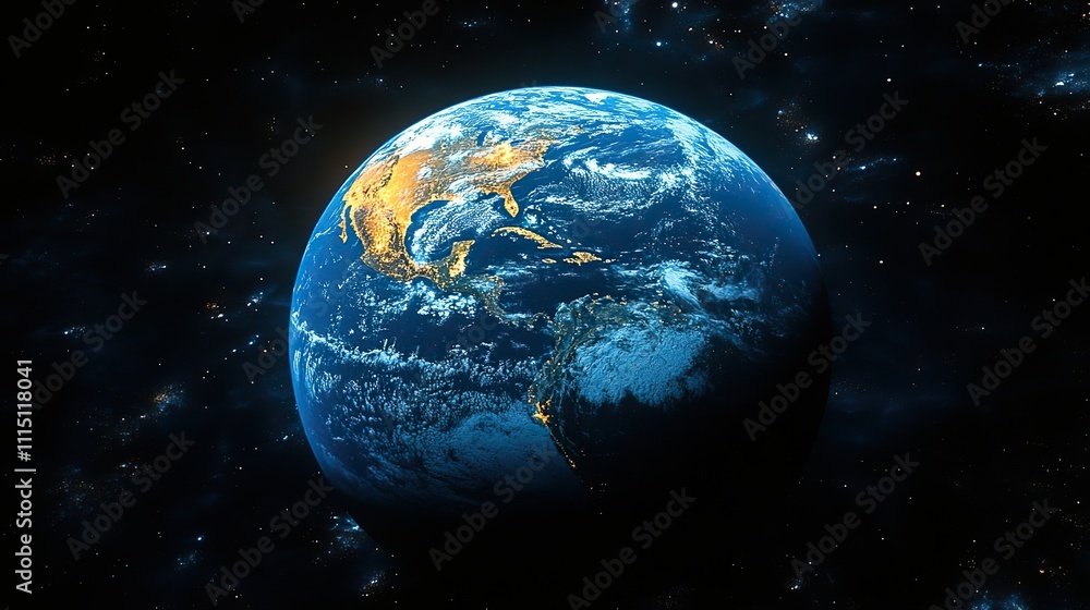 Naklejka premium The water surface of Earth reflects the growing dangers of global warming