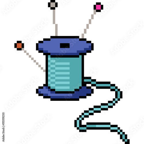 pixel art of thread spool needle