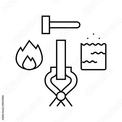 riveting blacksmith line icon vector. riveting blacksmith sign. isolated contour symbol black illustration