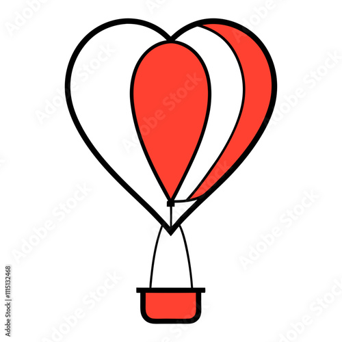 Heart-Shaped Hot Air Balloon Clipart.