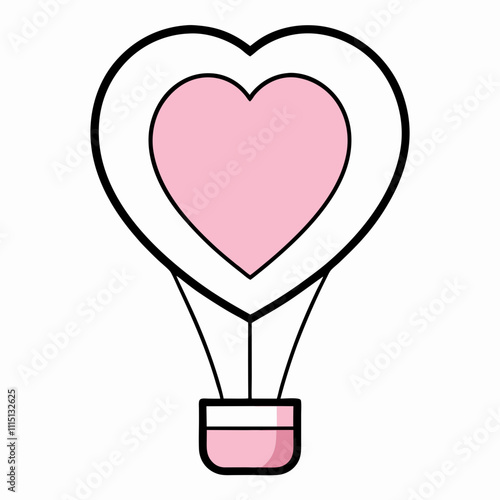 Heart-Shaped Hot Air Balloon Clipart.