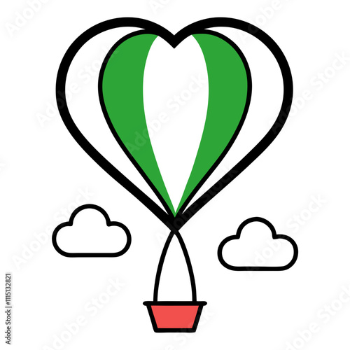 Heart-Shaped Hot Air Balloon Clipart.