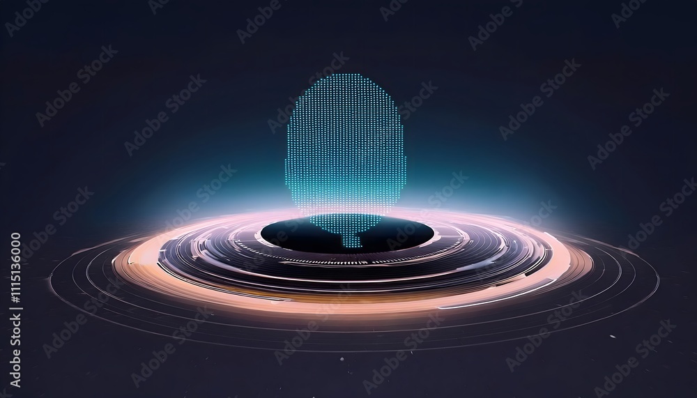 Fototapeta premium Voice recognition interface, sleek design, 3D illustration, voice, speech, clarity, sound.