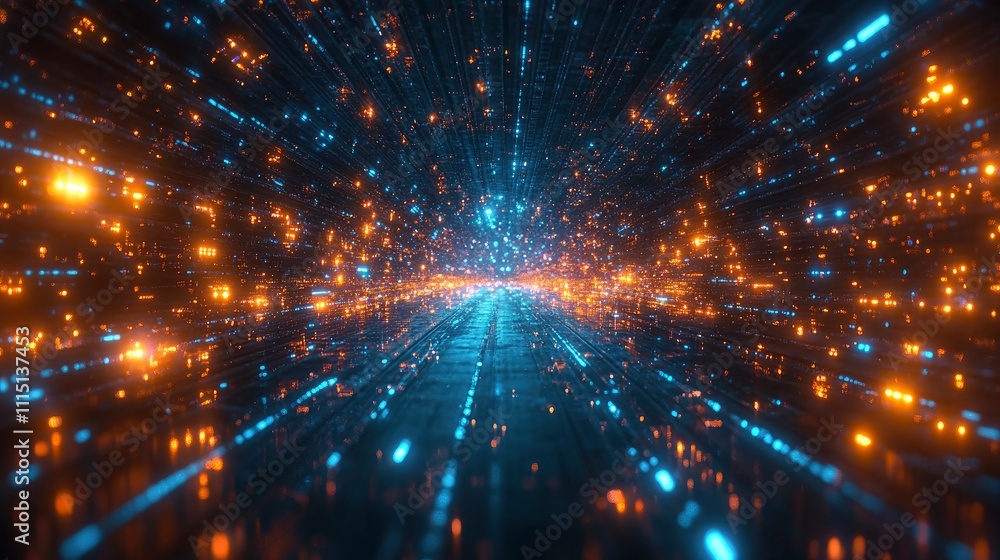 Fototapeta premium Futuristic abstract lights creating a dynamic visual tunnel