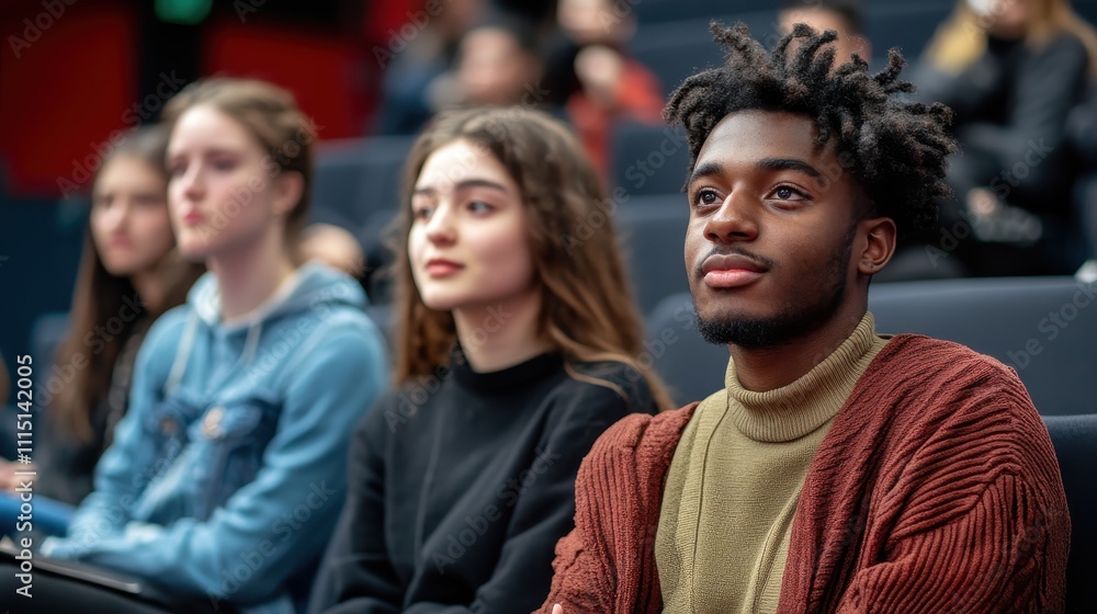 Fototapeta premium Diverse Students Attentive in Lecture.
