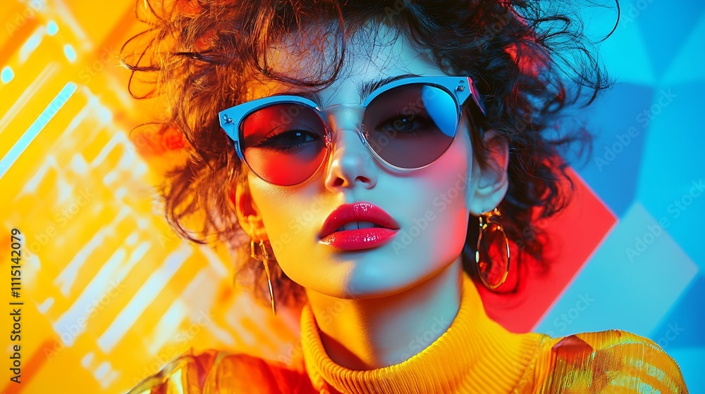 Fototapeta premium Vibrant fashion portrait studio photography colorful close-up style