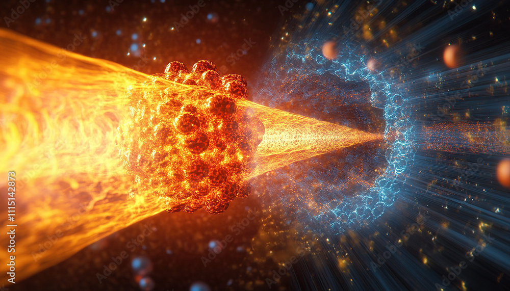 Obraz premium Abstract energy grid in quantum theory visualization