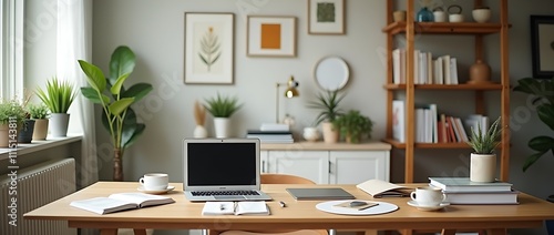 office desk with laptop