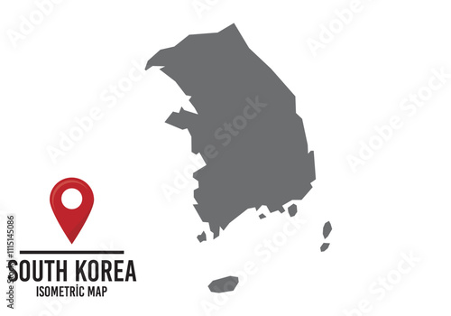 South Korea vector map illustration, country map with markings. vector illustration.