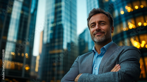 Wallpaper Mural Successful Entrepreneur in Front of Towering Office Building Torontodigital.ca