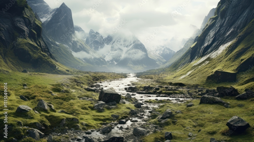 Fototapeta premium Mountain Valley Stream