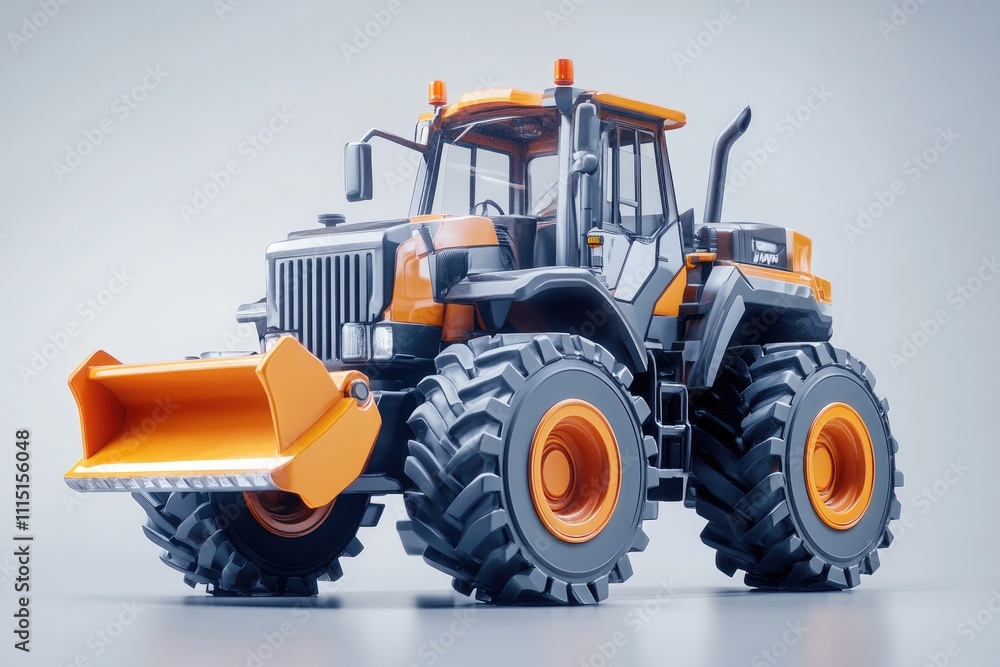 Powerful Tractor with Orange Design, a Modern Agricultural Vehicle, Equipped for Heavy Duty Tasks, Excellently Engineered for Efficiency. Robust Construction, Impressive Performance. Powerful Tractor with Orange Design, a Modern Agricultural Vehicle, Equipped for Heavy Duty Tasks, Excellently Engineered for Efficiency. Robust Construction, Impressive Performance.
