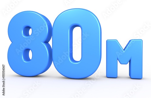 80M 3D illustration isolated with Blue Color on white background 3D 80 Million Text Number. 3D rendering photo