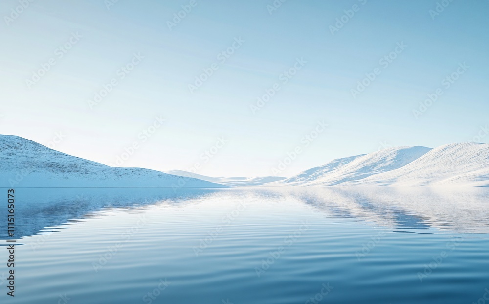 Obraz premium Majestic Antarctic landscape featuring towering glaciers, floating icebergs, and pristine lake waters, showcasing the breathtaking beauty of the frozen wilderness.