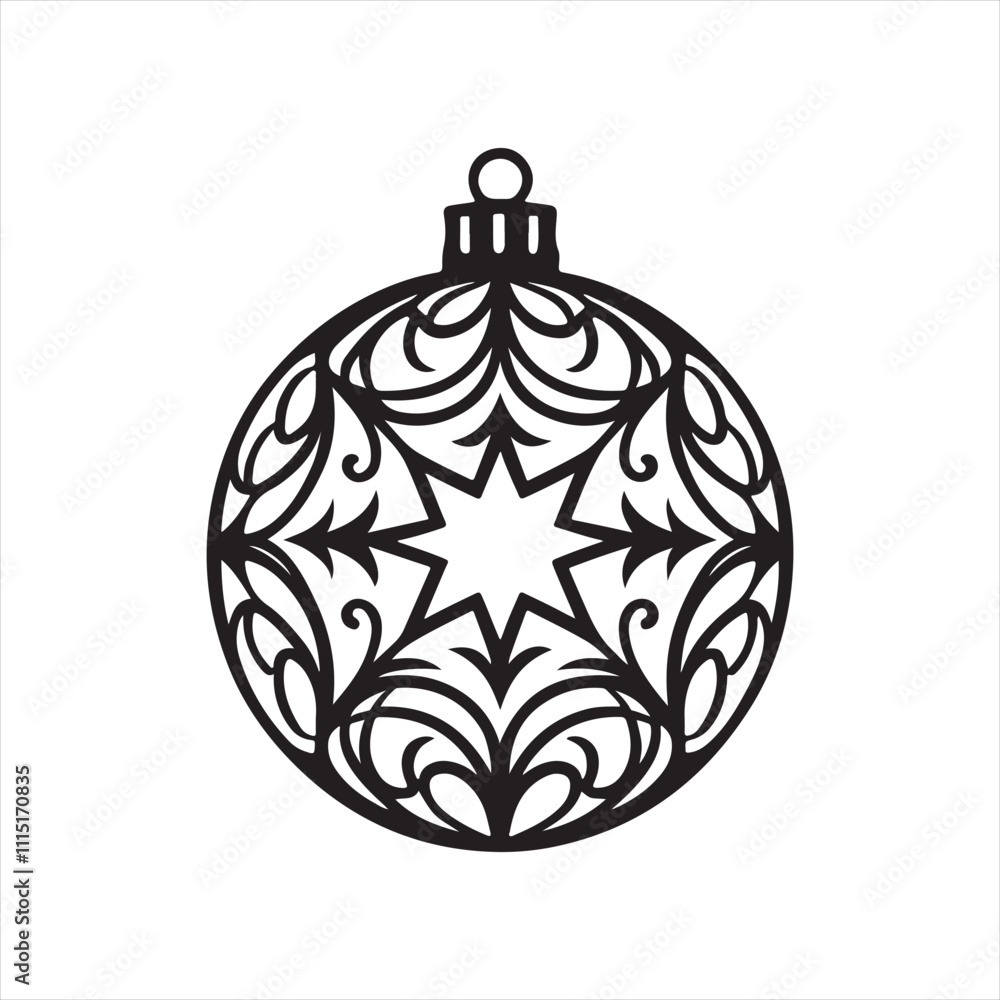 Fototapeta premium Christmas ball silhouette vector icon design whit a white background.