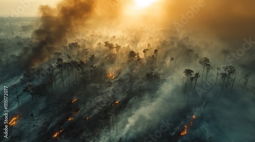 The Amazon rainforest suffers from widespread fires, highlighting an ongoing ecological disaster