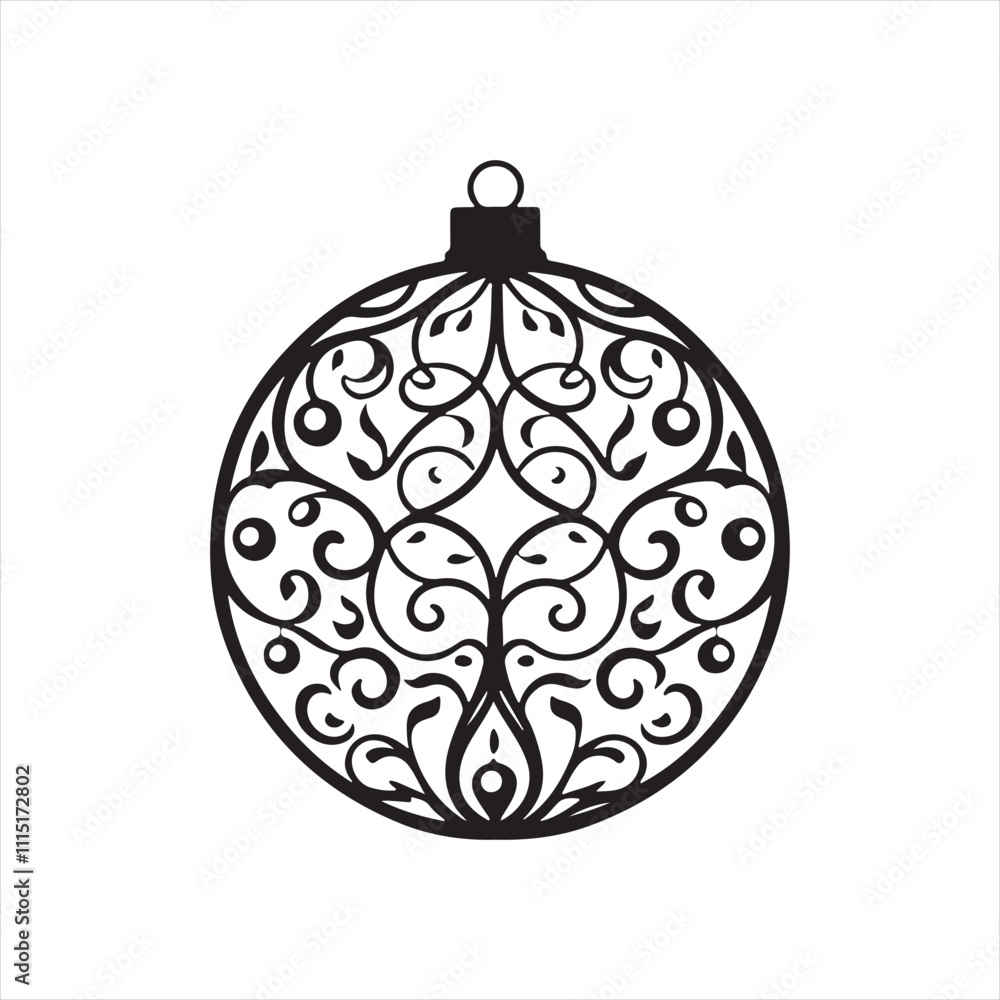 Fototapeta premium Christmas ball silhouette vector icon design whit a white background.