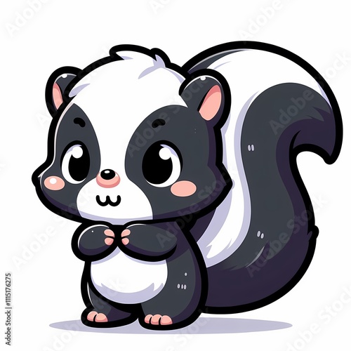 Chibi Skunk Illustration in Flat Style on White Background photo