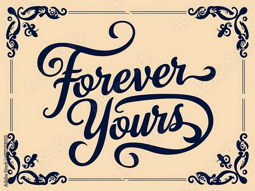 Forever Yours Romantic Decorative Lettering Design photo