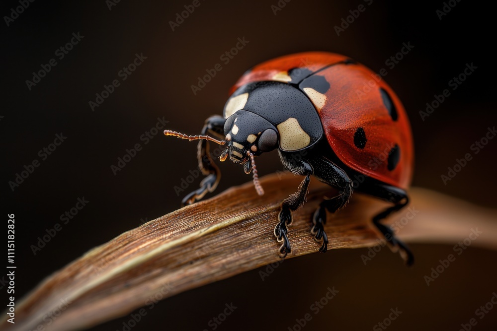 Fototapeta premium A ladybug is on a leaf