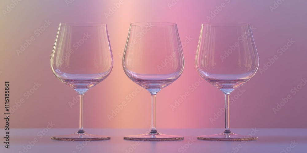 Three empty wine glasses