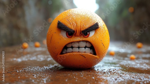 Intense expression of displeasure captured in a striking emoji face reflecting raw emotions in a vibrant setting photo