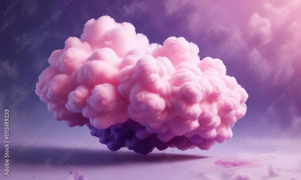 Obraz premium Soft pink and purple colored powder coating an amorphous cloud-like shape, light, soft focus, cloudy