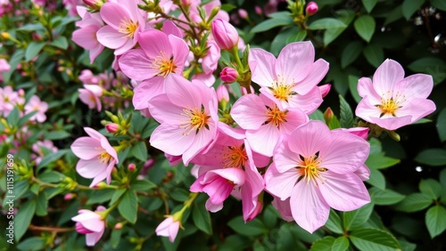 Vibrant Pink Flowers Blooming in Lush Green Garden, Perfect for Home Decor or Wall Art