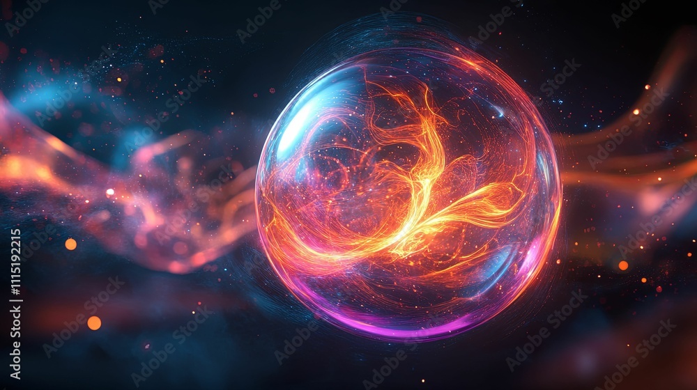 Luminous Orb Encapsulating Fiery Plasma Energy Luminous Orb Encapsulating Fiery Plasma Energy