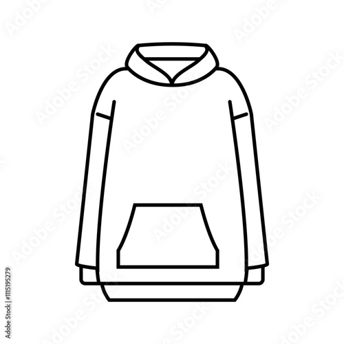 oversized hoodie streetwear cloth fashion line icon vector. oversized hoodie streetwear cloth fashion sign. isolated contour symbol black illustration