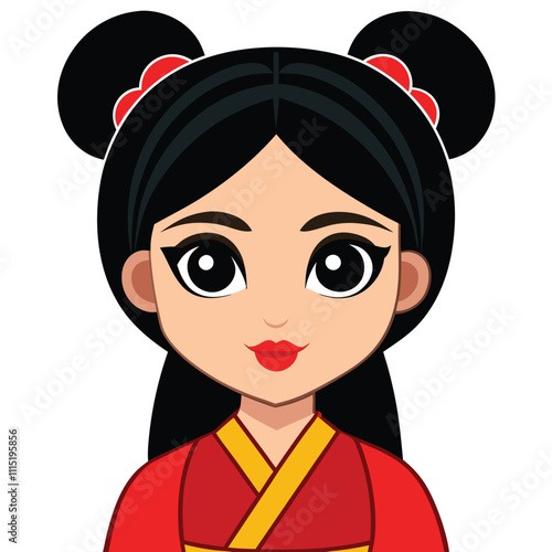 beautiful Chinese women in ethnic style vector.