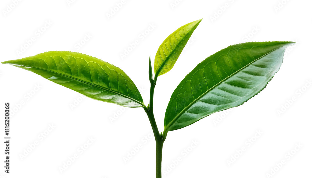 Obraz premium Tea Leaf Shoots Isolated on Transparent Background