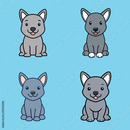 bundle of Baby Dog clipart, Dog Puppy Sitting Expression design, Domestic baby Pet cartoon lover design sublimation
