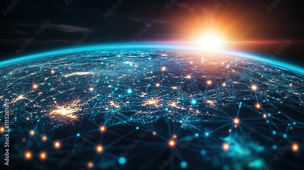 Obraz premium Networks and signals in the digital network world