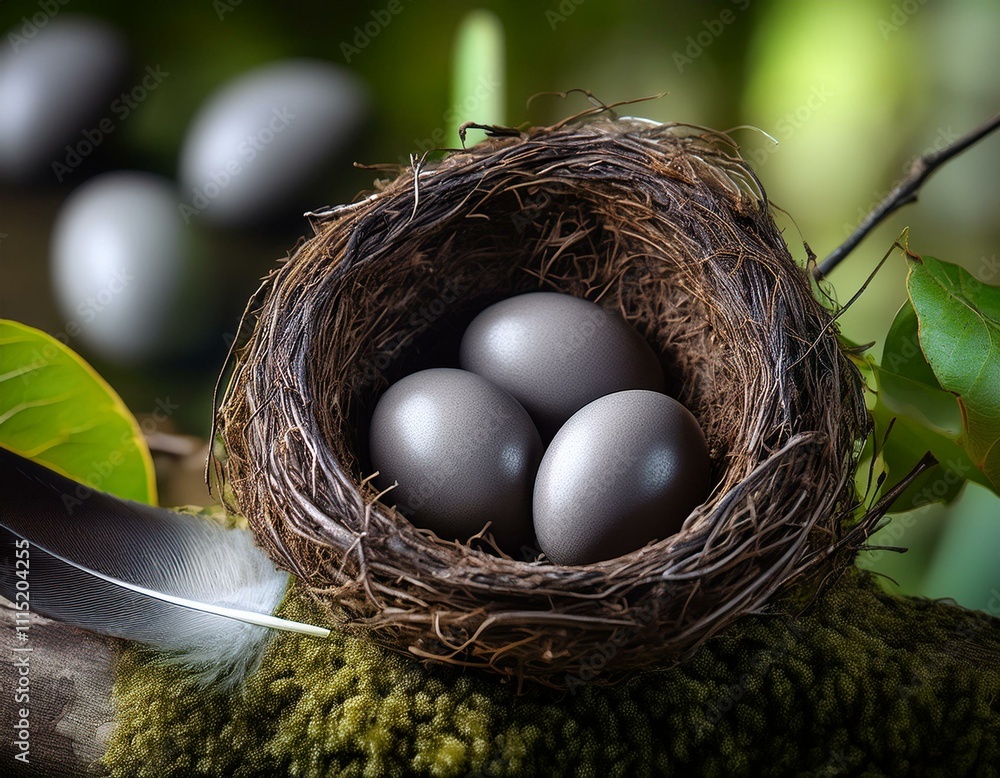Obraz premium blackbird nest eggs