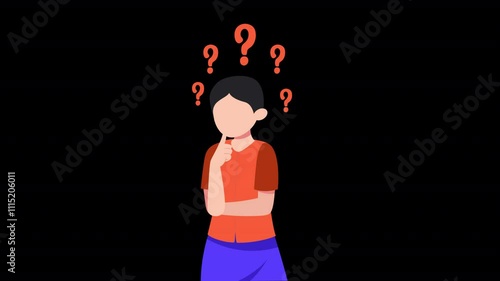 Confused Cartoon People Animation HD On Alpha
