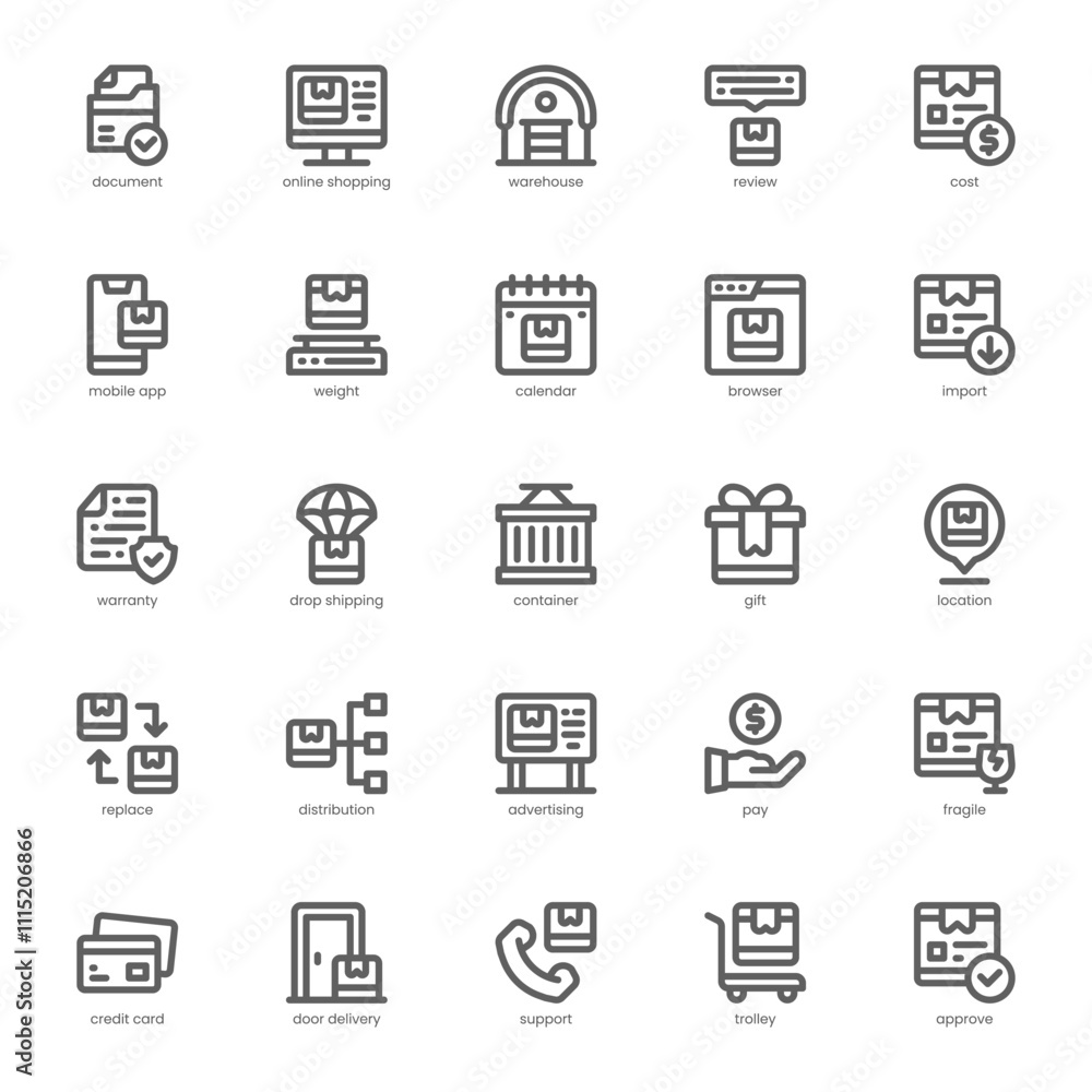 Product Delivery icon pack for your website, mobile, presentation, and logo design. Product Delivery icon outline design. Vector graphics illustration and editable stroke. Product Delivery icon pack for your website, mobile, presentation, and logo design. Product Delivery icon outline design. Vector graphics illustration and editable stroke.