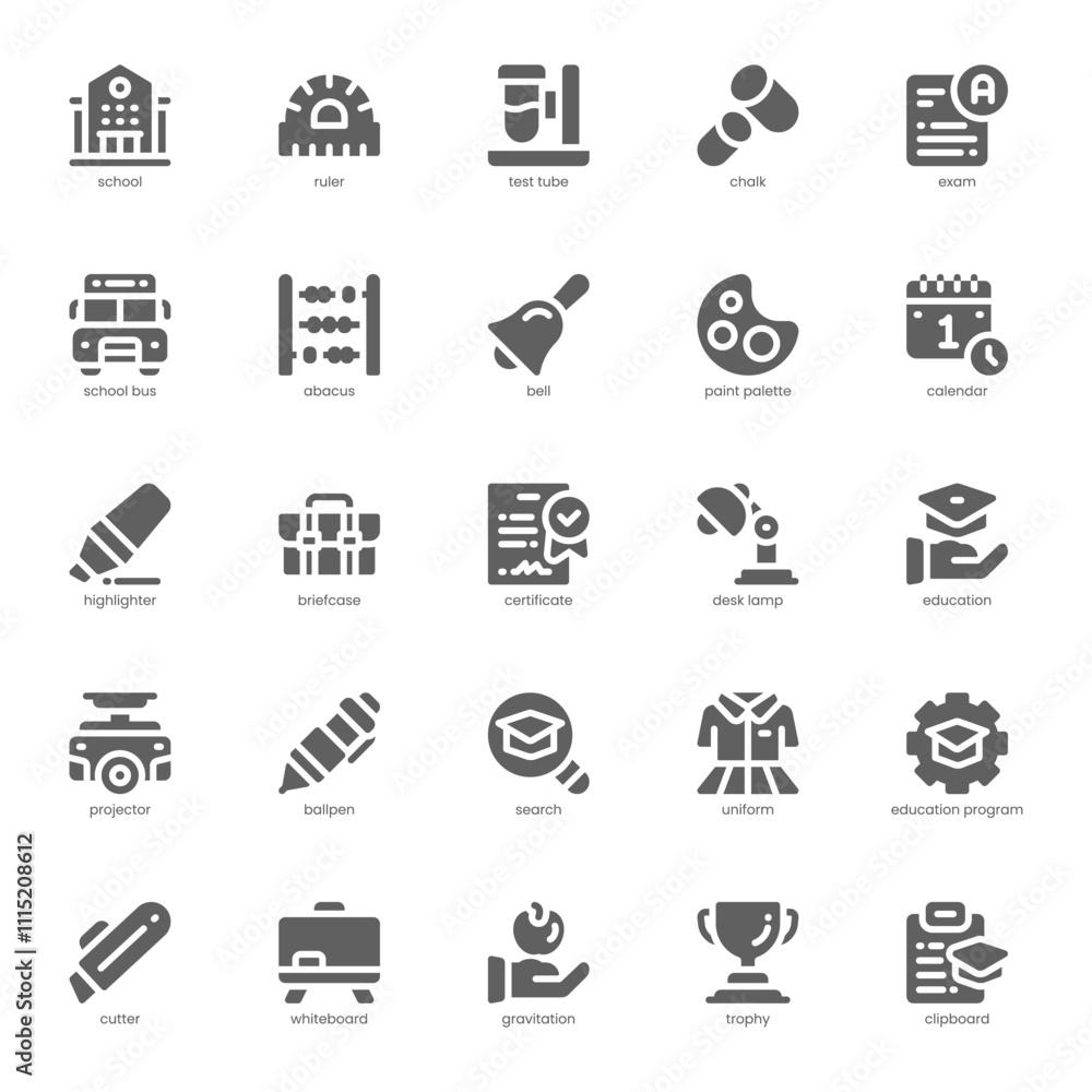 Back To School icon pack for your website, mobile, presentation, and logo design. Back To School icon glyph design. Vector graphics illustration and editable stroke. Back To School icon pack for your website, mobile, presentation, and logo design. Back To School icon glyph design. Vector graphics illustration and editable stroke.