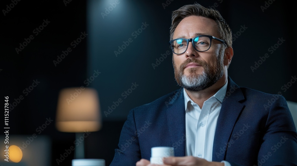 Man with Flawless Skin Applying Matt Product in Glamorous Portrait Man with Flawless Skin Applying Matt Product in Glamorous Portrait