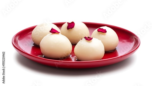 Rasgulla indiian food dessert isolated on white background photo